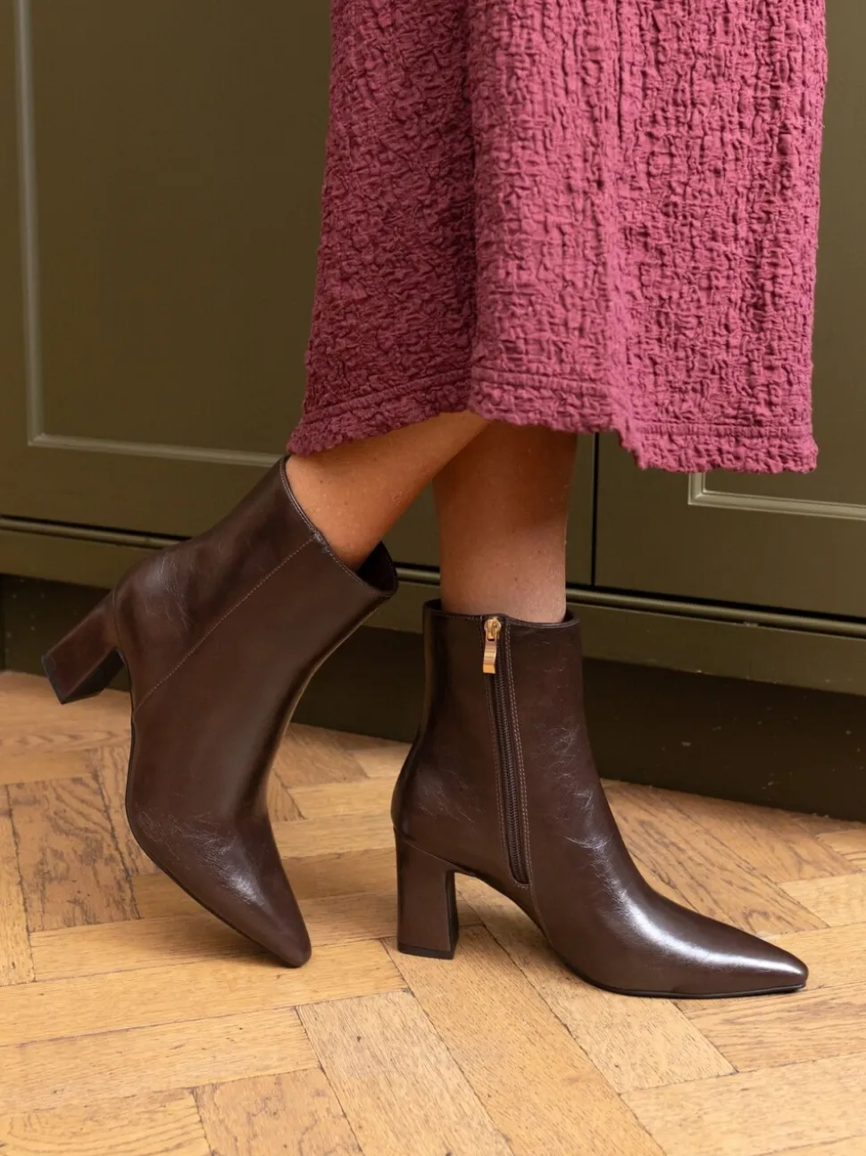 Marron - Novo Bottes Kimberley Point à talon carré