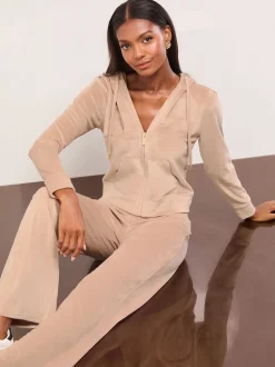 Marron - Pantalon de jogging Lipsy Ample décontracté en velours brodé