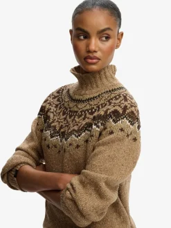 Marron - Pull Superdry à Col montant à Motif Fair Isle