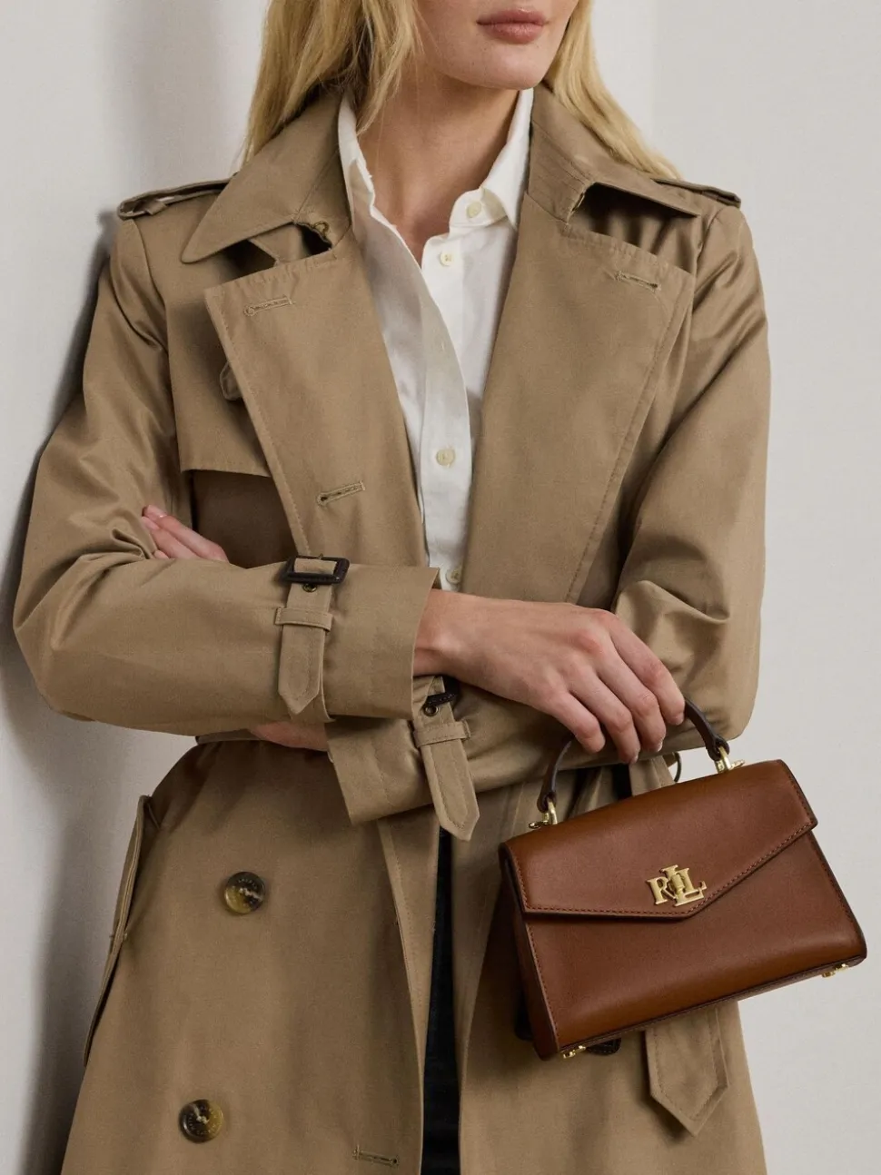 Marron - Sacoche Lauren Ralph Lauren Farrah en cuir à poignée supérieure