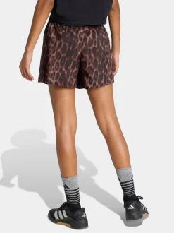 Marron - Short tissé adidas Workout Essentials à motif léopard