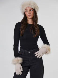 Marron - South Beach ensemble bonnet et gants en fausse fourrure