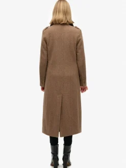 Marron - Superdry Manteau Double boutonnage en laine Blend