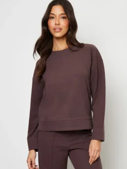 Marron - Sweat-shirt Threadbare côtelé confortable décontracté