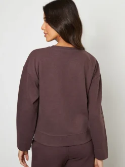 Marron - Sweat-shirt Threadbare côtelé confortable décontracté