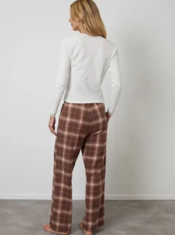 Marron - Threadbare pyjama en coton à manches longues