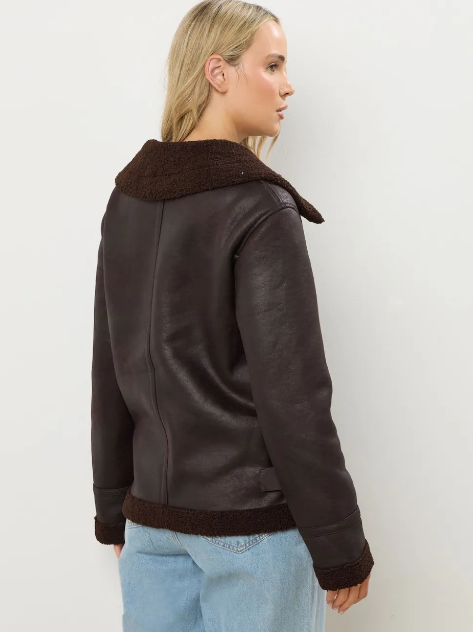 Marron - Veste aviateur Long Tall Sally à coutures fuselées