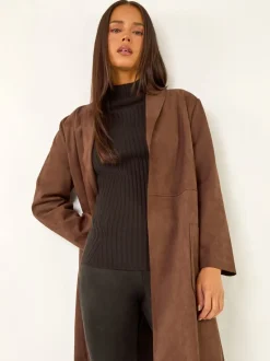 Marron - Veste Roman Petites tailles à poche en Faux daim