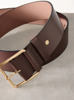Marron café - Large ceinture en cuir N. Premium Made In Italy
