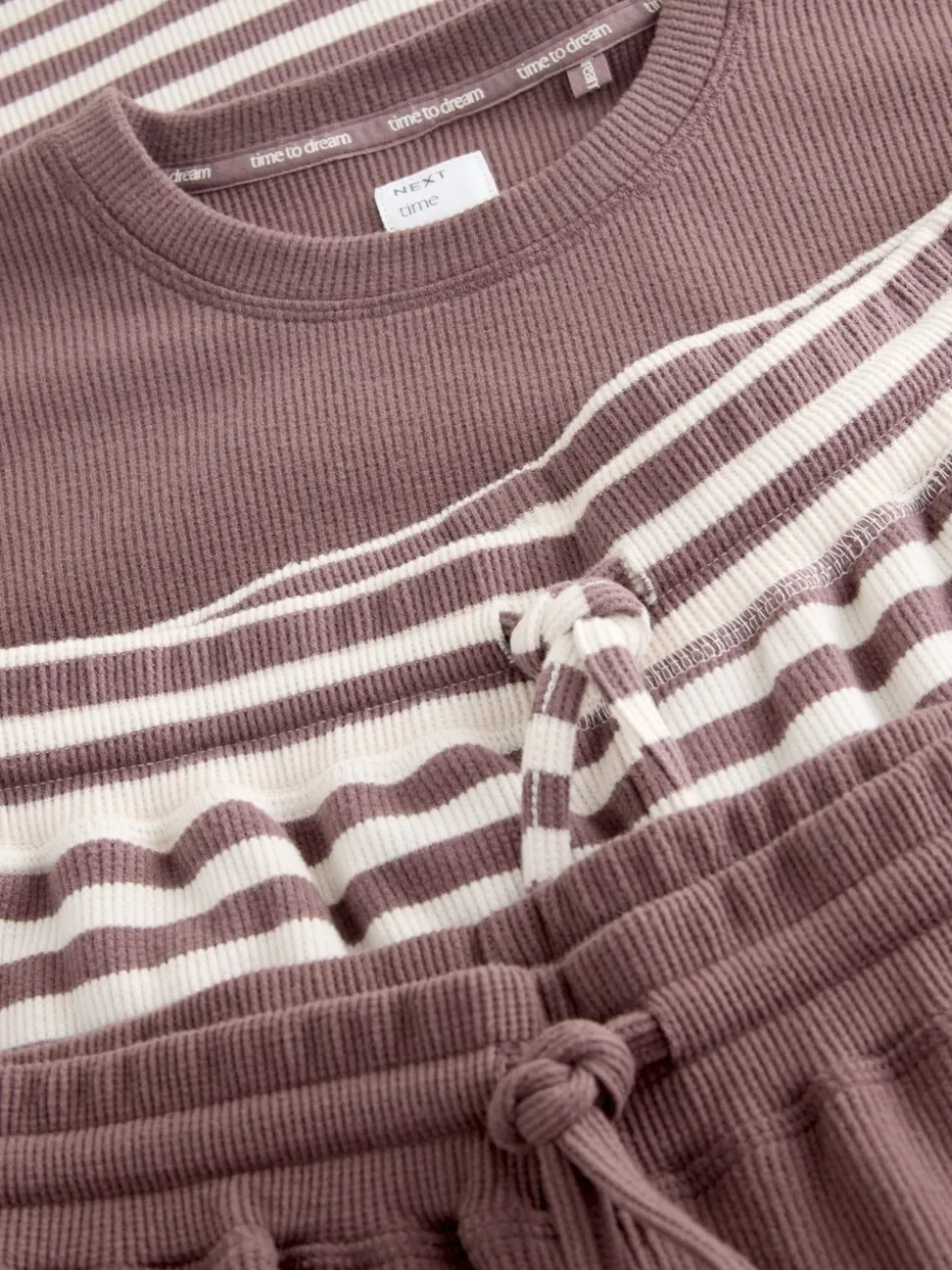 Marron café à rayure - Lot de 2 pyjamas à manches longues gaufrés confortables