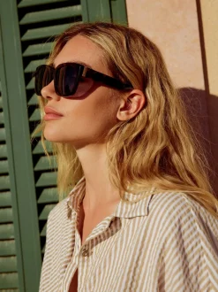 Marron écaille de tortue - Lunettes de soleil carrées en acétate