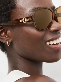 Marron écaille de tortue - Lunettes de soleil carrées polarisées petites tailles