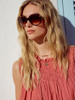 Marron écaille de tortue - Lunettes de soleil enveloppantes en acétate