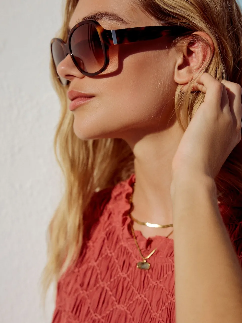 Marron écaille de tortue - Lunettes de soleil enveloppantes en acétate