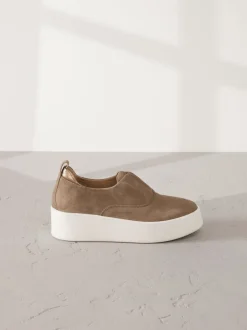 Marron chocolat - Baskets Signature en cuir à plateforme compensée épaisse