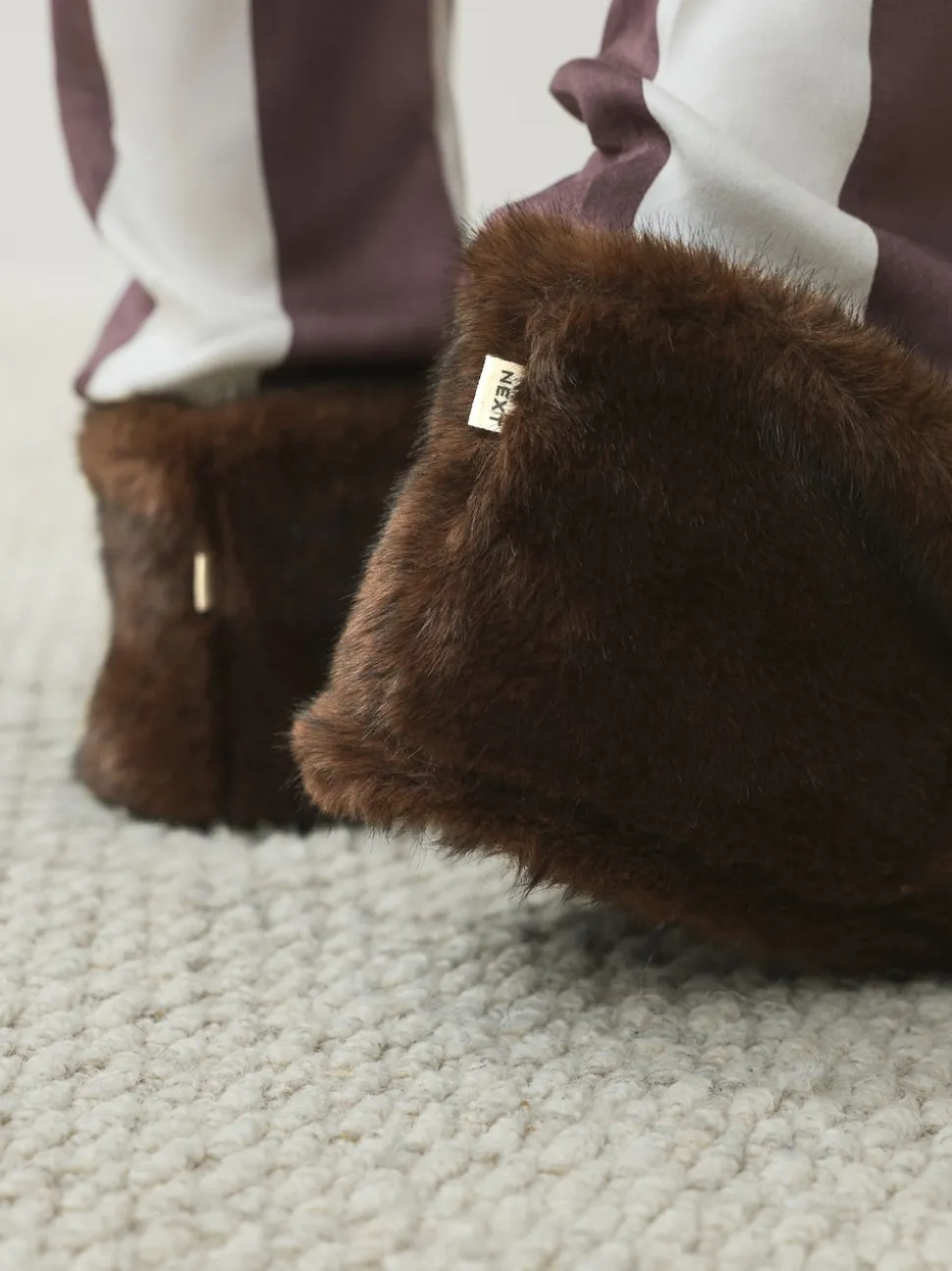 Marron chocolat - Chaussons style boots en fausse fourrure