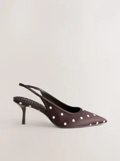 Marron chocolat - Chaussures à talons Forever Comfort® à pois et bride arrière