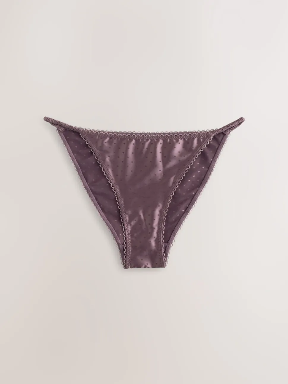 Marron chocolat - Culotte tanga à pois brillants