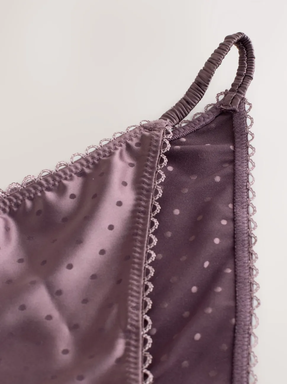 Marron chocolat - Culotte tanga à pois brillants