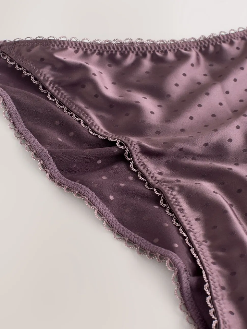 Marron chocolat - Culotte tanga à pois brillants