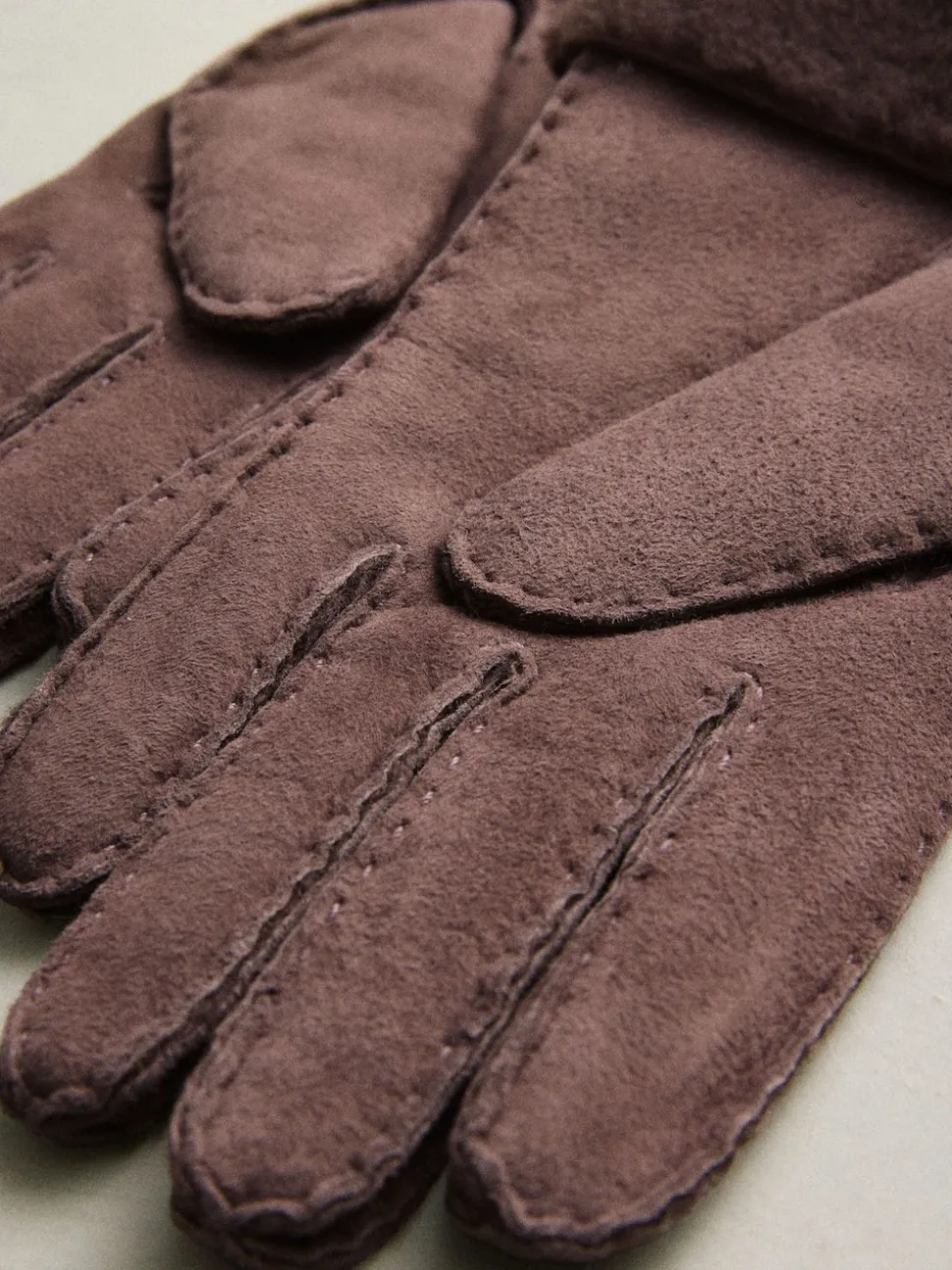 Marron chocolat - Gants N. Premium en cuir et peau de mouton