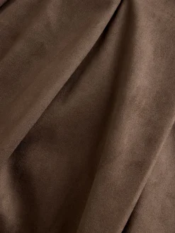 Marron chocolat - Jupe kilt mi-longue en faux daim