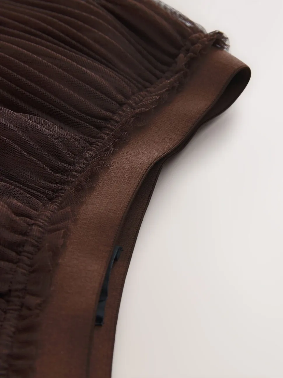 Marron chocolat - Jupe longue plissée maxi en tulle