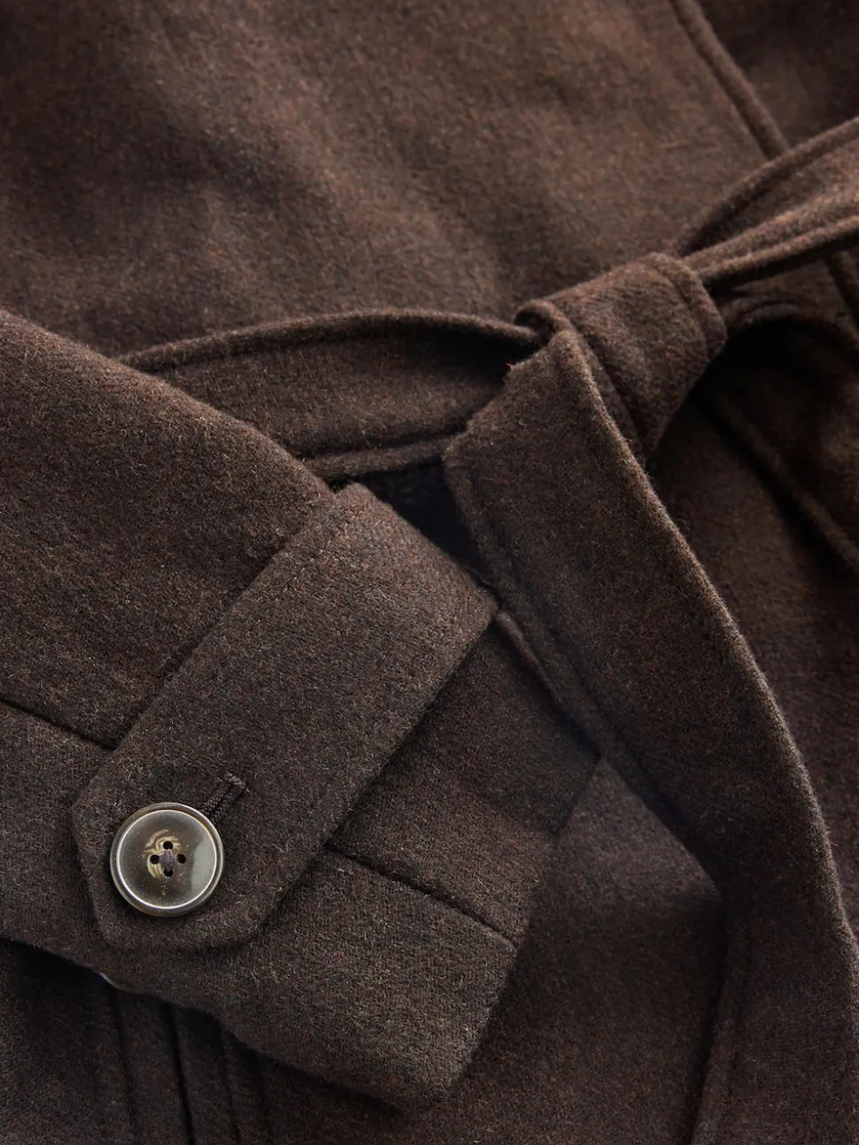 Marron chocolat - Manteau habillé à col cheminée