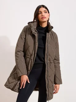 Marron chocolat - Manteau matelassé Friends Like These mi-long