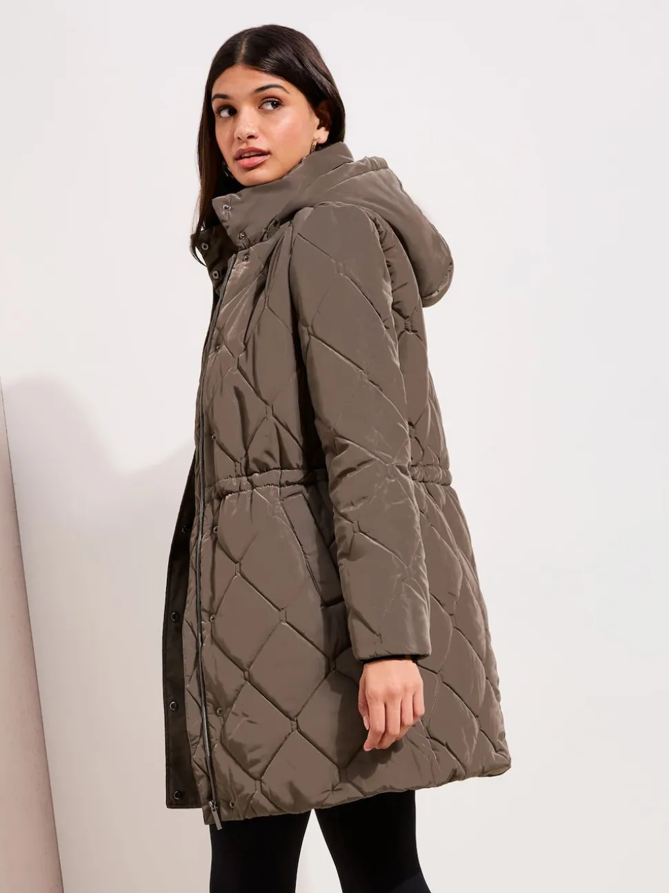 Marron chocolat - Manteau matelassé Friends Like These mi-long
