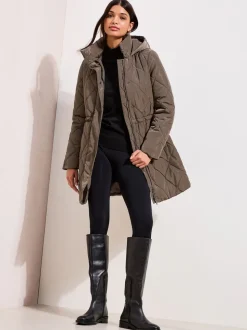 Marron chocolat - Manteau matelassé Friends Like These mi-long
