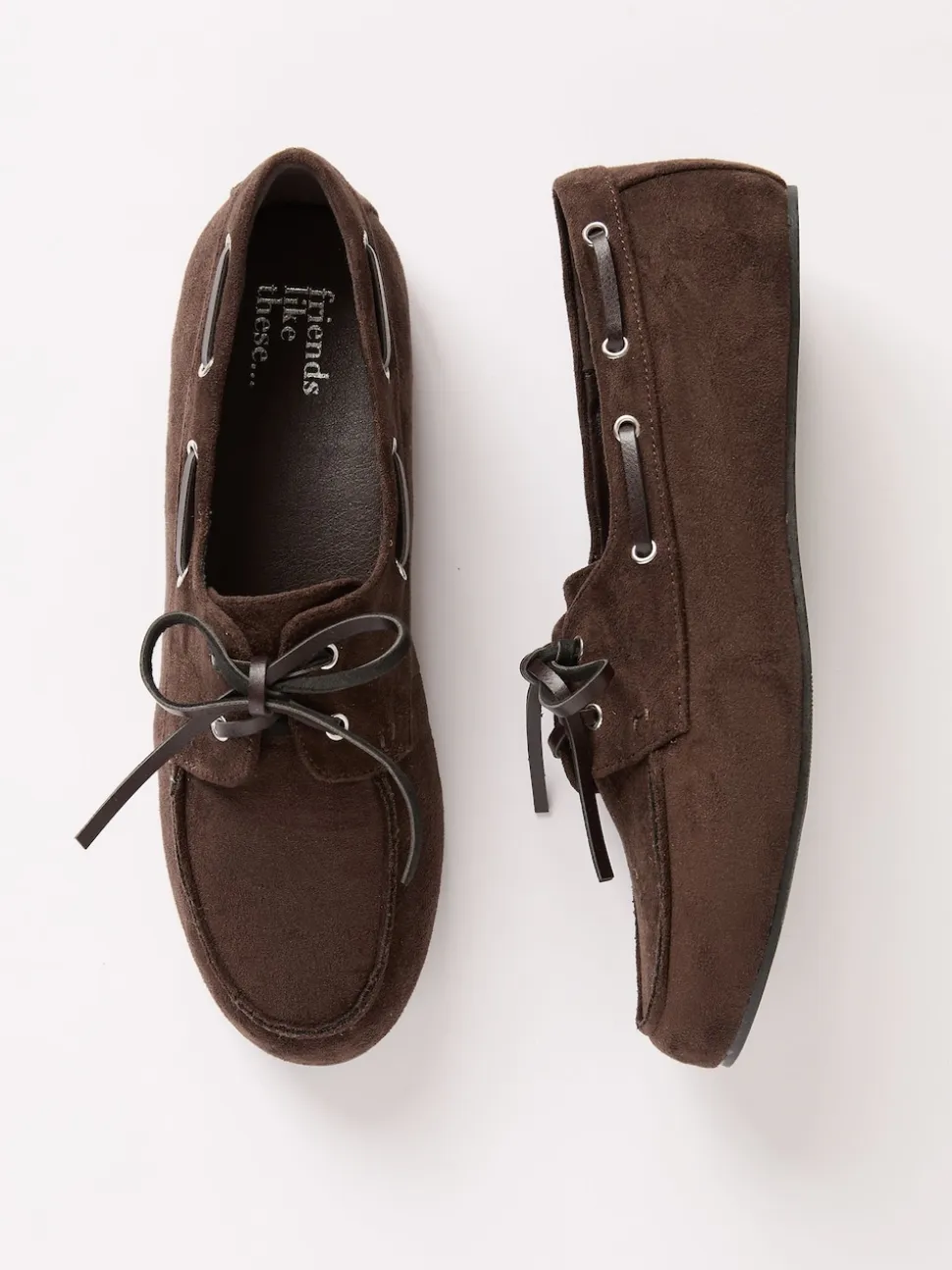 Marron chocolat - Mocassins Friends Like These à lacets Comfort en faux suède