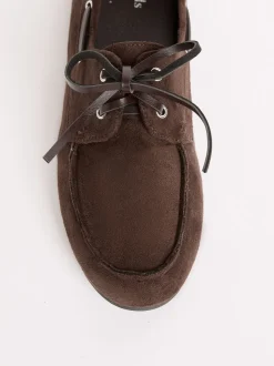 Marron chocolat - Mocassins Friends Like These à lacets Comfort en faux suède