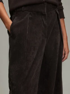 Marron chocolat - Pantalon large en velours côtelé