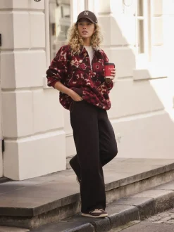 Marron chocolat - Pantalon large en velours côtelé