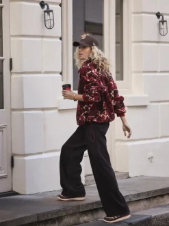 Marron chocolat - Pantalon large en velours côtelé