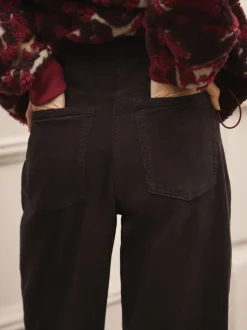 Marron chocolat - Pantalon large en velours côtelé