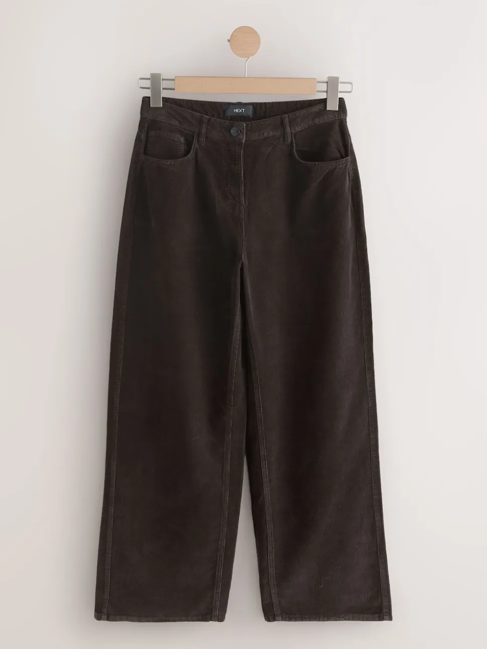 Marron chocolat - Pantalon large en velours côtelé