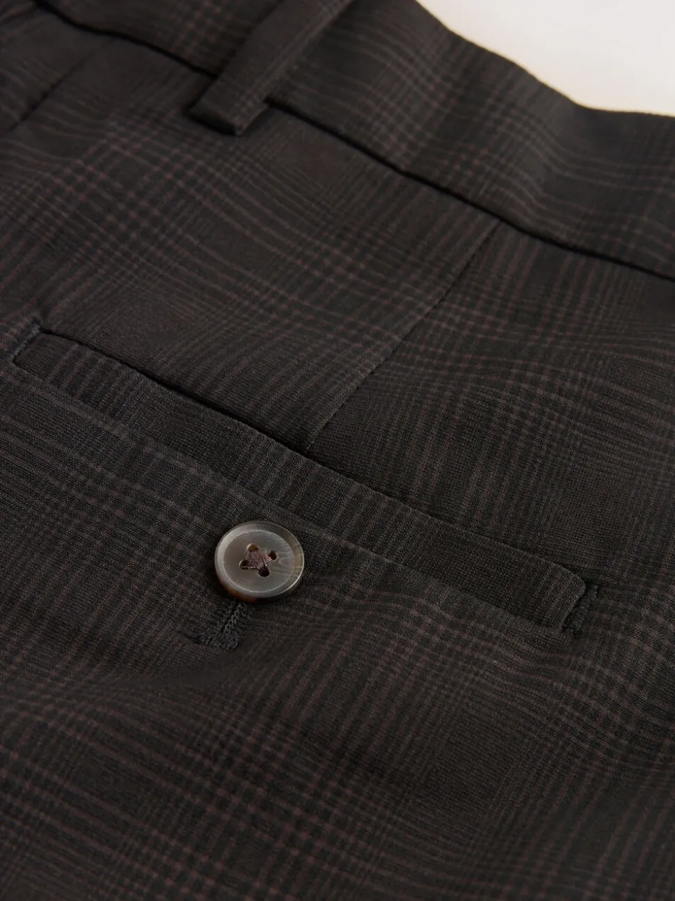 Marron chocolat - Pantalons Coupe droite à double plis à Carreaux