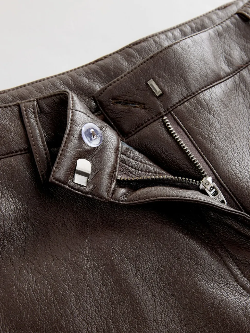 Marron chocolat - Pantalon Regular en similicuir à jambe large