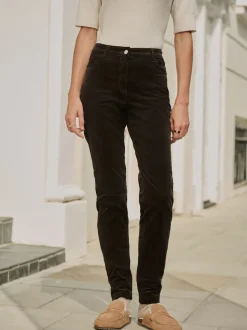 Marron chocolat - Pantalon skinny en velours côtelé