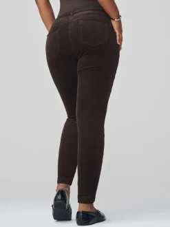 Marron chocolat - Pantalon sablier skinny en velours côtelé