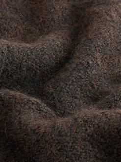 Marron chocolat - Pull à col dégagé en laine