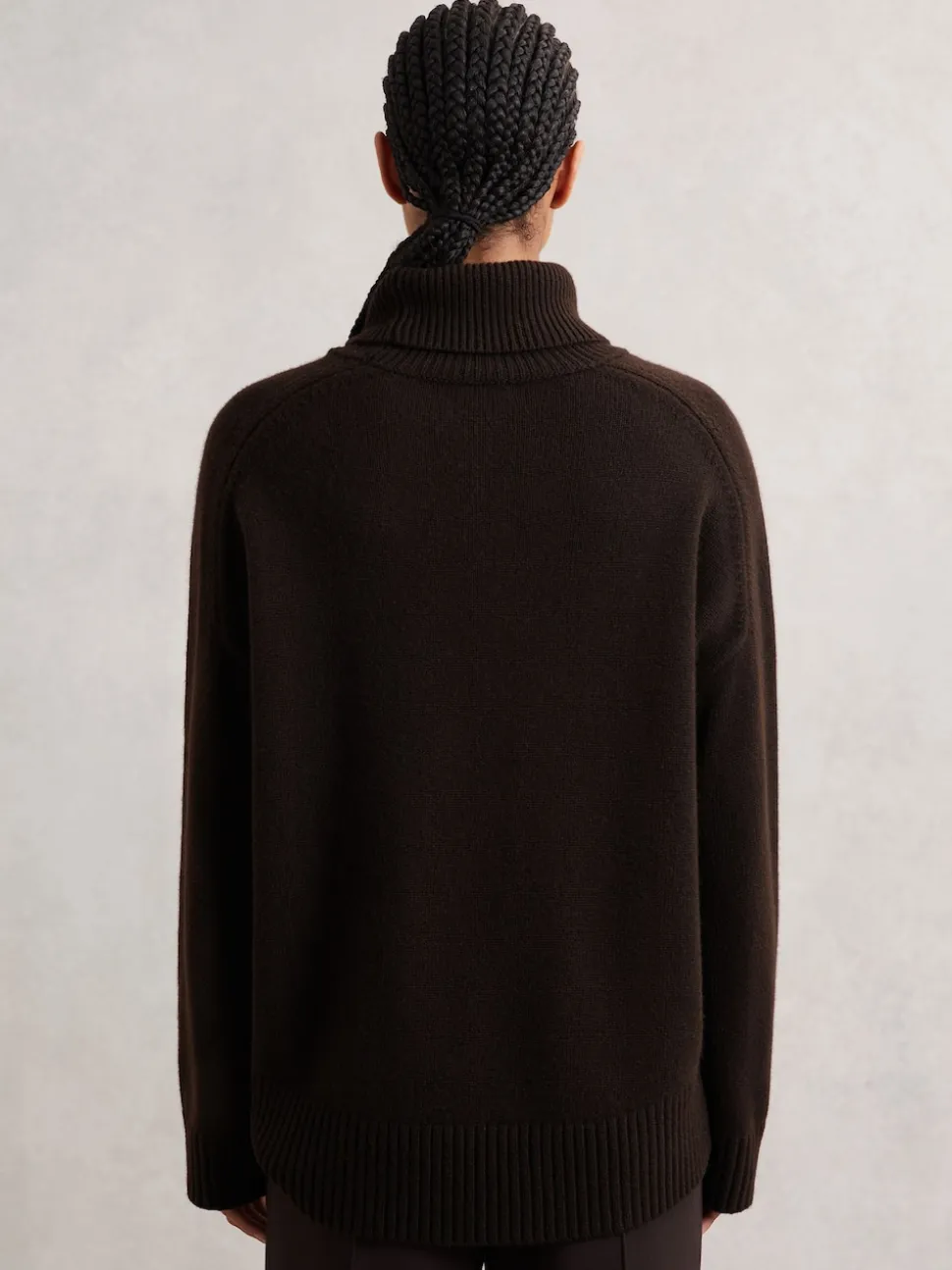 Marron chocolat - Pull col roulé en laine et cachemire Reiss Brooklyn