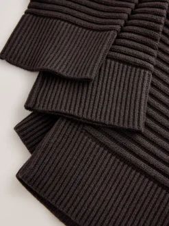 Marron chocolat - Pull côtelé en maille à col en V
