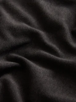 Marron chocolat - Robe mi-longue à manches courtes à bords roulés avec lin