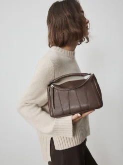 Marron chocolat - Sac à bandoulière à empiècement