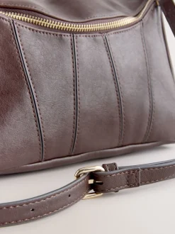 Marron chocolat - Sac à bandoulière à empiècement