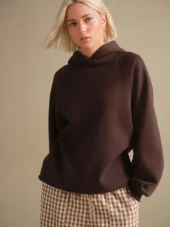 Marron chocolat - Sweat à capuche long épais décontracté
