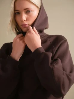 Marron chocolat - Sweat à capuche long épais décontracté